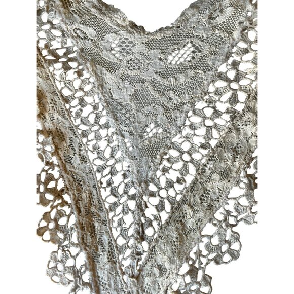 Antique French Net Lace Collar with Crochet Victorian Style Dark Cream - Picture 9 of 16